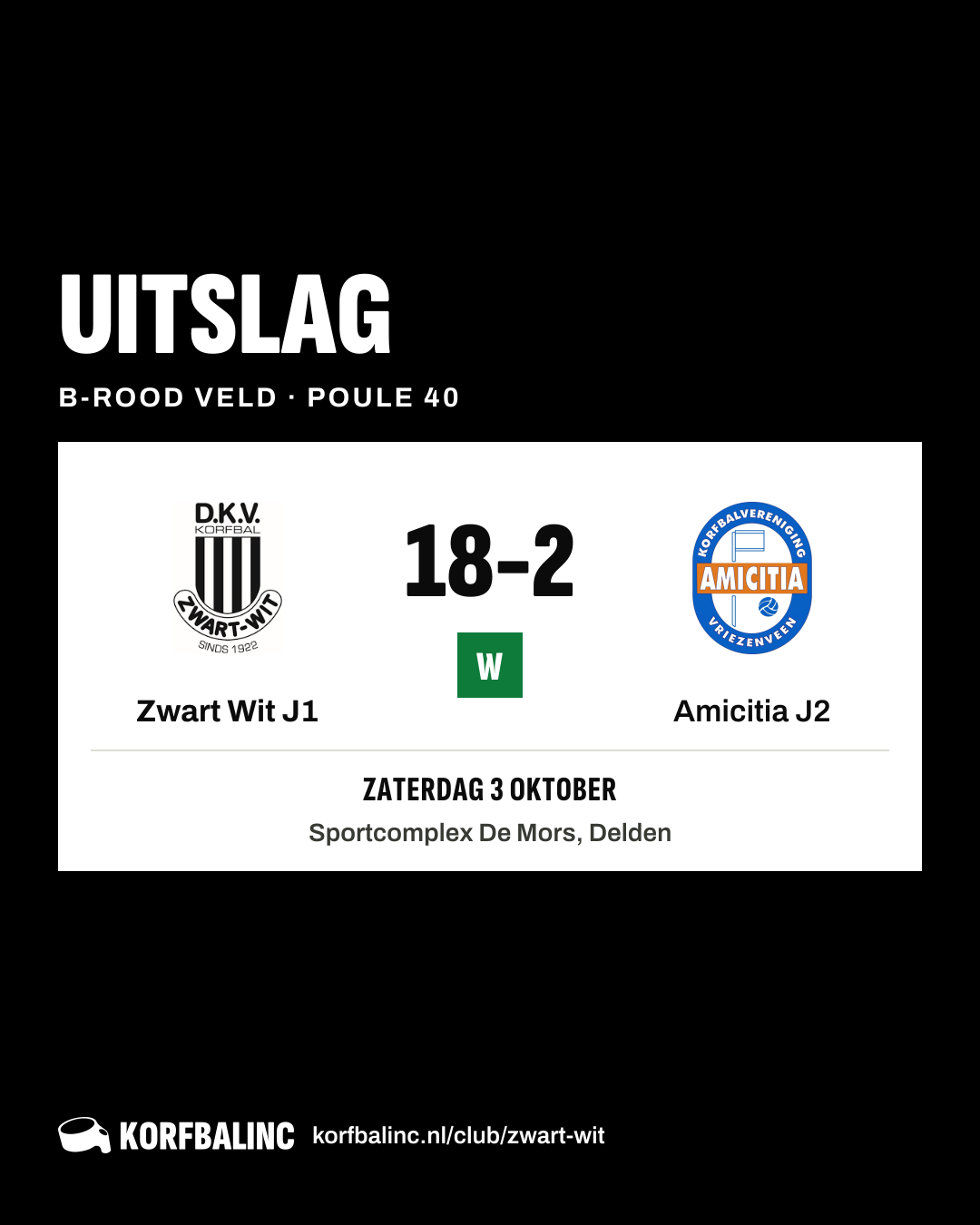 Zwart Wit J1 - Amicitia J2